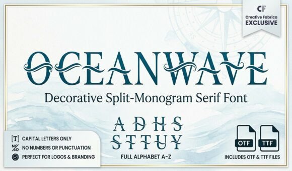 Elegant Ocean Wave Monogram for Stunning Designs